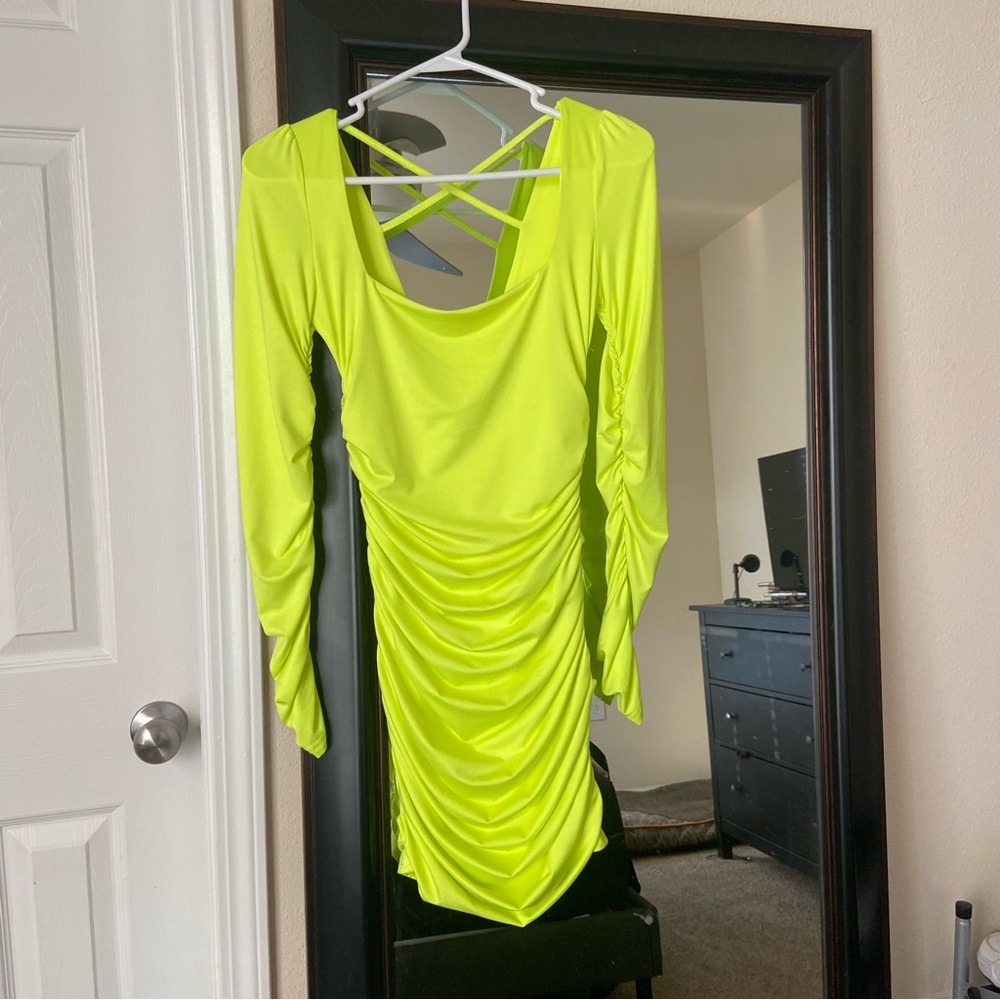 Bright yellow/neon green mini dress